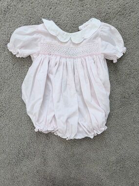 Petit Ami Light Pink Smocked Bubble One-Piece